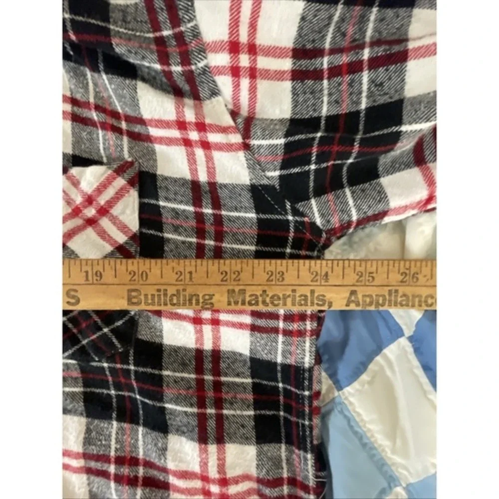 Key‎ Flannel Long Sleeve Button Up Shirt Red Black White Plaid farmcore  outddor